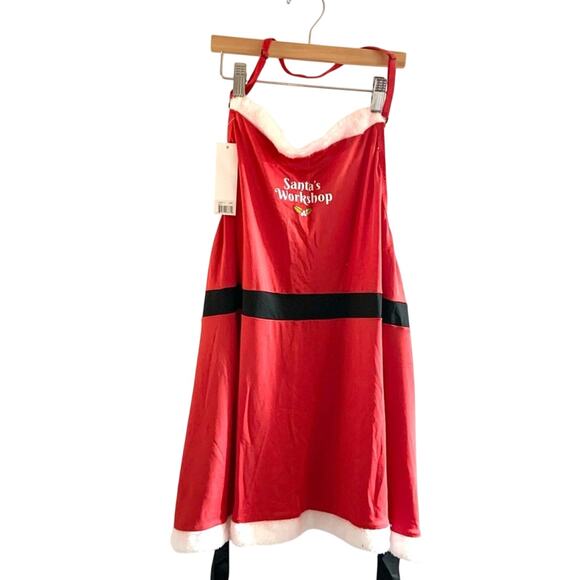 Yandy Santa’s Workshop Red Santa Apron Lingerie Bow Costume S/M NWT - Picture 6 of 16
